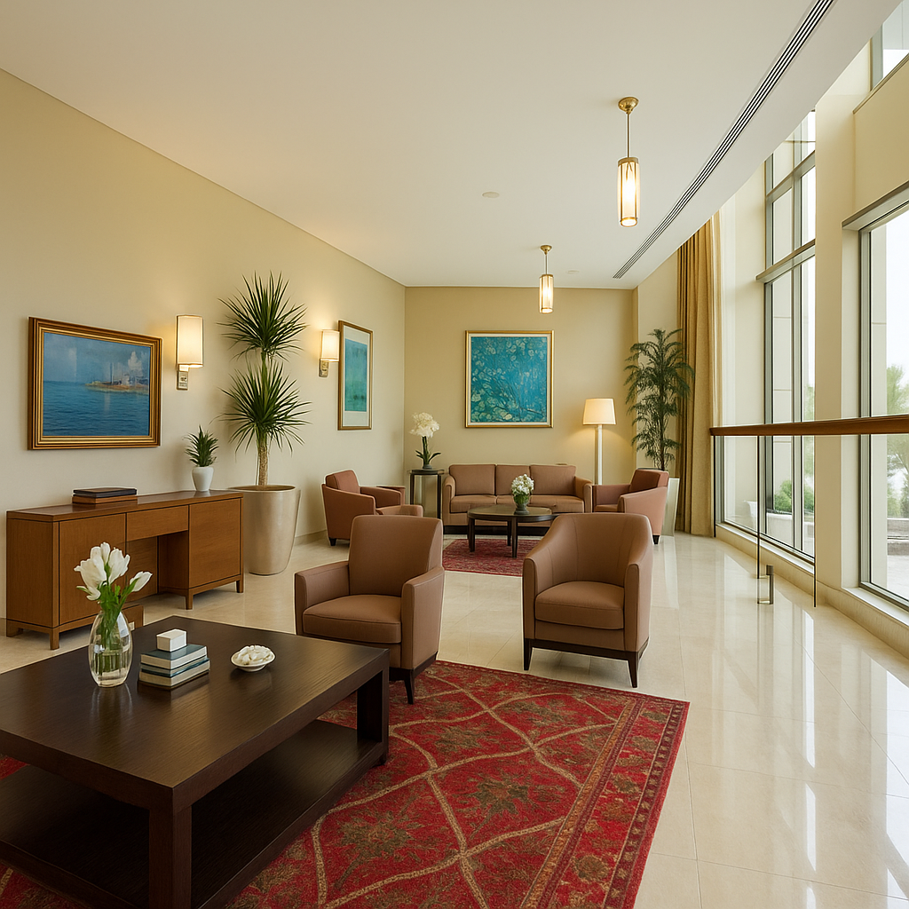 High-end marble and tile interior lobby
